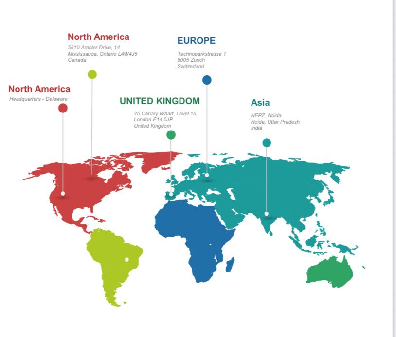 Global Office Locations Map showing OpEx360AI offices across North America, Europe, United Kingdom, and Asia